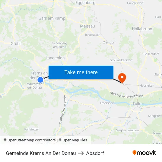 Gemeinde Krems An Der Donau to Absdorf map