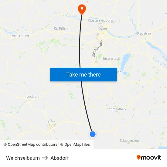 Weichselbaum to Absdorf map
