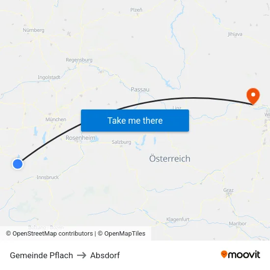 Gemeinde Pflach to Absdorf map