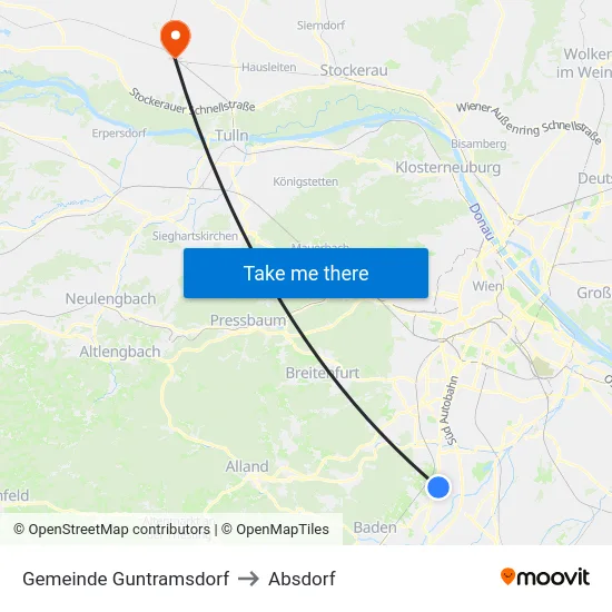 Gemeinde Guntramsdorf to Absdorf map