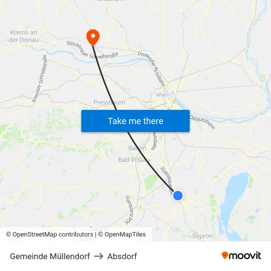 Gemeinde Müllendorf to Absdorf map
