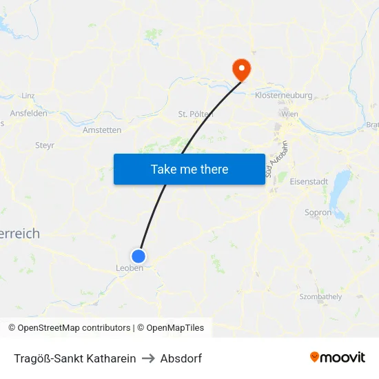 Tragöß-Sankt Katharein to Absdorf map