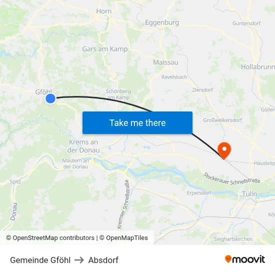 Gemeinde Gföhl to Absdorf map