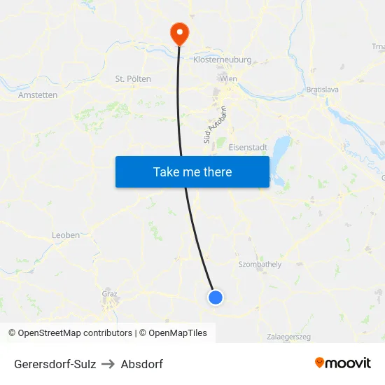 Gerersdorf-Sulz to Absdorf map