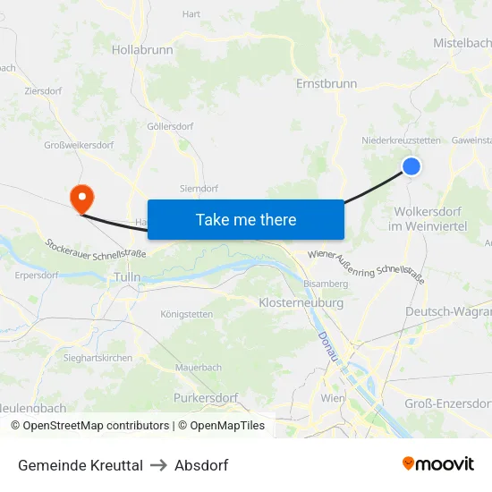 Gemeinde Kreuttal to Absdorf map