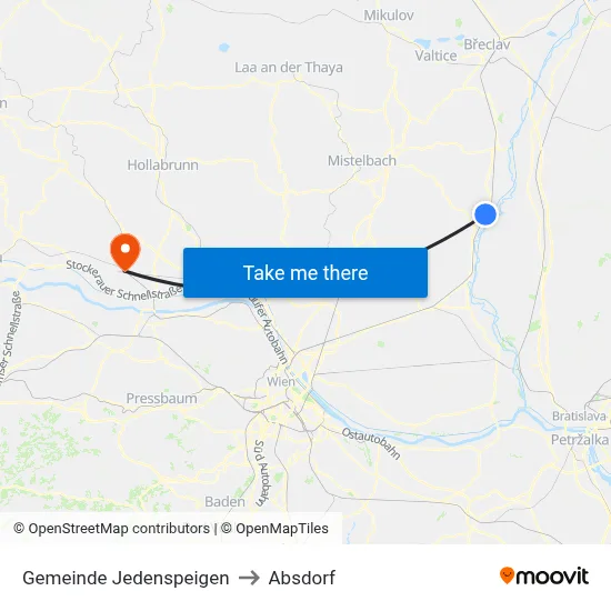 Gemeinde Jedenspeigen to Absdorf map