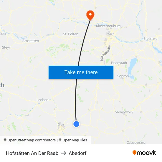 Hofstätten An Der Raab to Absdorf map