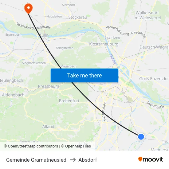 Gemeinde Gramatneusiedl to Absdorf map