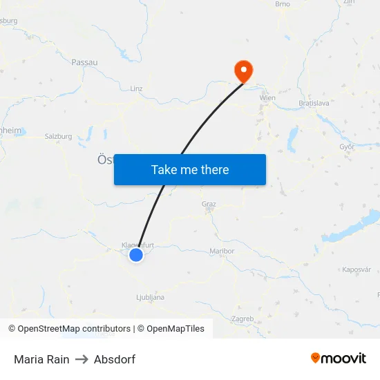Maria Rain to Absdorf map