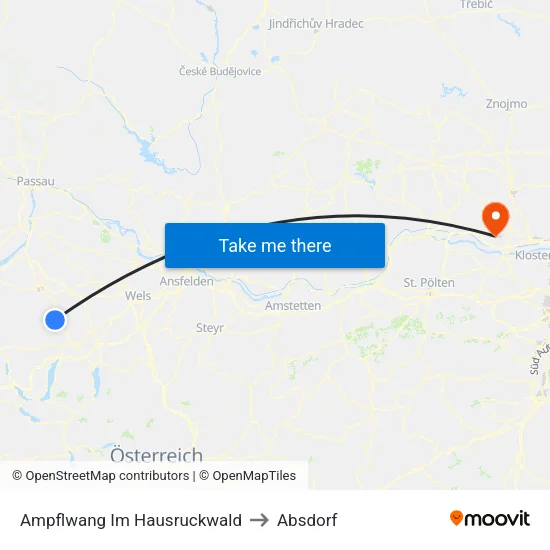 Ampflwang Im Hausruckwald to Absdorf map