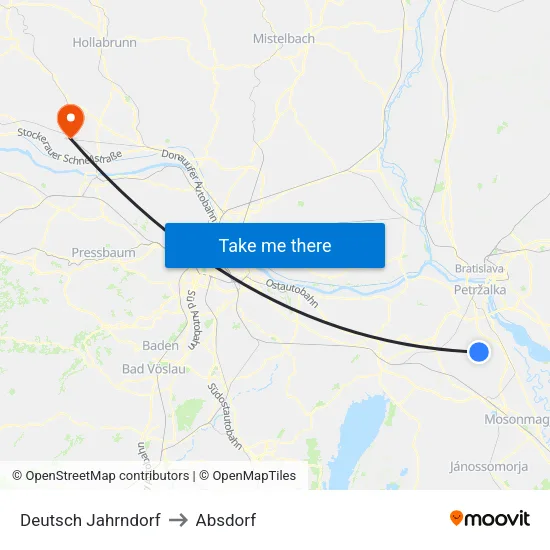 Deutsch Jahrndorf to Absdorf map