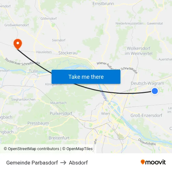 Gemeinde Parbasdorf to Absdorf map