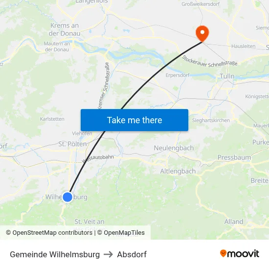 Gemeinde Wilhelmsburg to Absdorf map