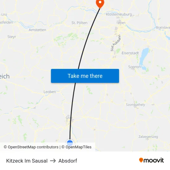 Kitzeck Im Sausal to Absdorf map