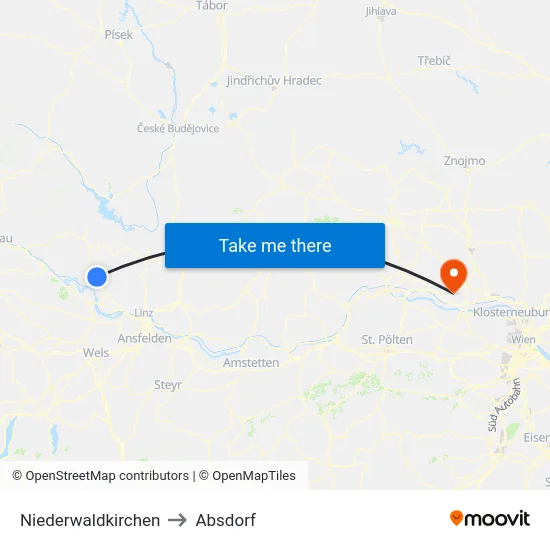Niederwaldkirchen to Absdorf map