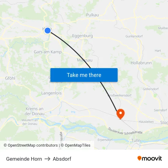 Gemeinde Horn to Absdorf map