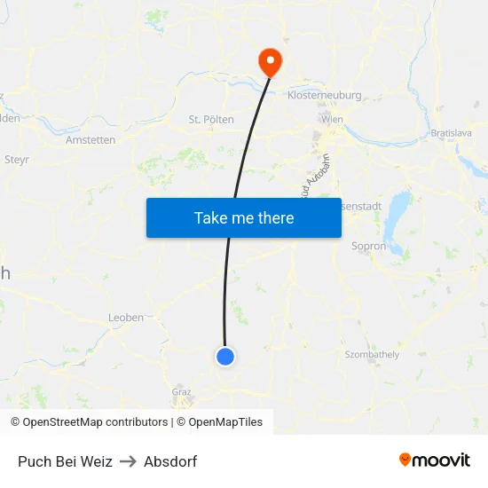 Puch Bei Weiz to Absdorf map