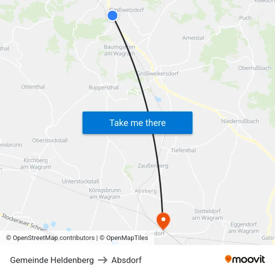 Gemeinde Heldenberg to Absdorf map