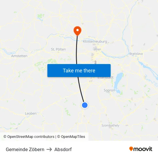 Gemeinde Zöbern to Absdorf map