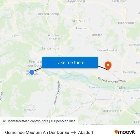 Gemeinde Mautern An Der Donau to Absdorf map