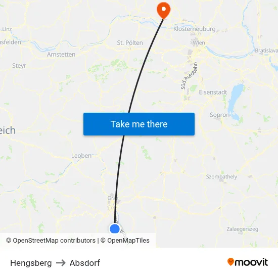 Hengsberg to Absdorf map