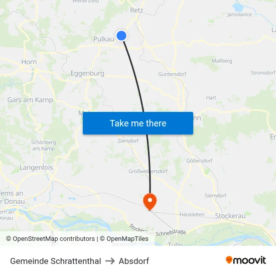 Gemeinde Schrattenthal to Absdorf map