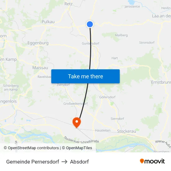 Gemeinde Pernersdorf to Absdorf map