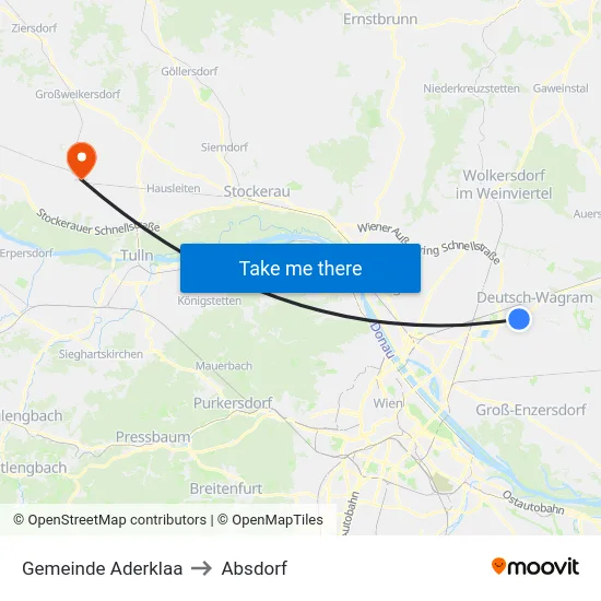 Gemeinde Aderklaa to Absdorf map