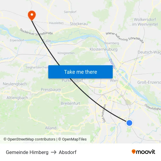 Gemeinde Himberg to Absdorf map