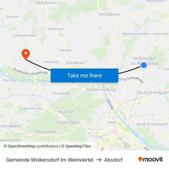 Gemeinde Wolkersdorf Im Weinviertel to Absdorf map