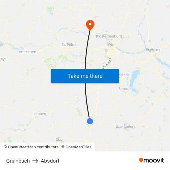 Greinbach to Absdorf map