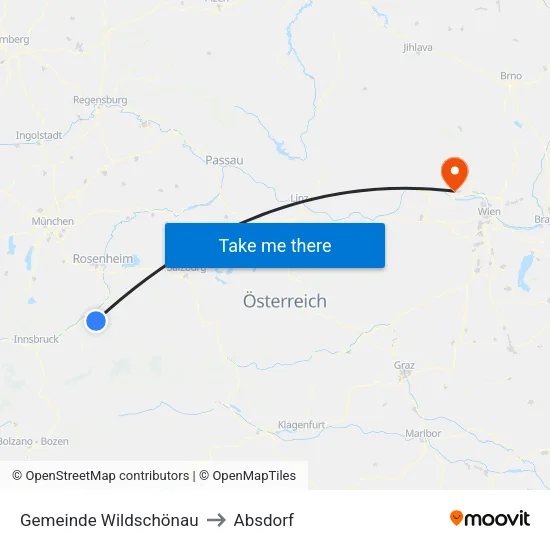 Gemeinde Wildschönau to Absdorf map