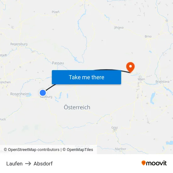 Laufen to Absdorf map