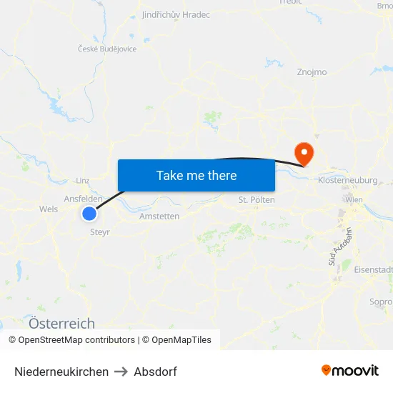 Niederneukirchen to Absdorf map