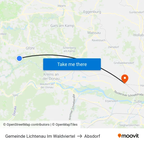 Gemeinde Lichtenau Im Waldviertel to Absdorf map