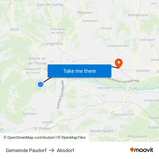 Gemeinde Paudorf to Absdorf map