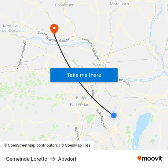 Gemeinde Loretto to Absdorf map