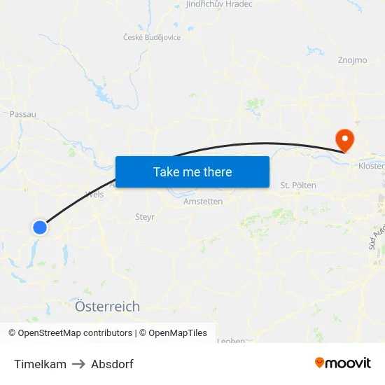 Timelkam to Absdorf map