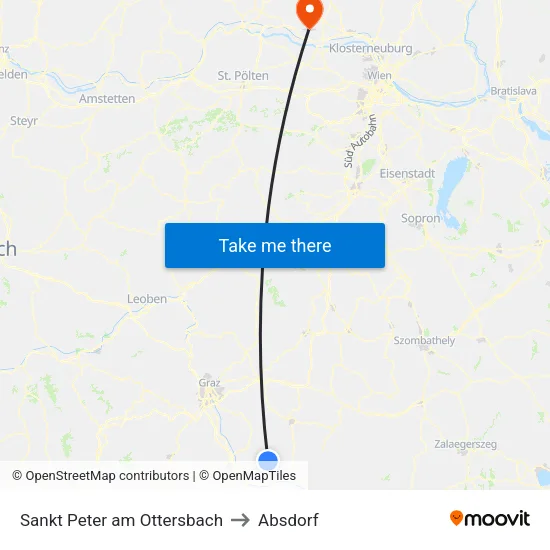 Sankt Peter am Ottersbach to Absdorf map