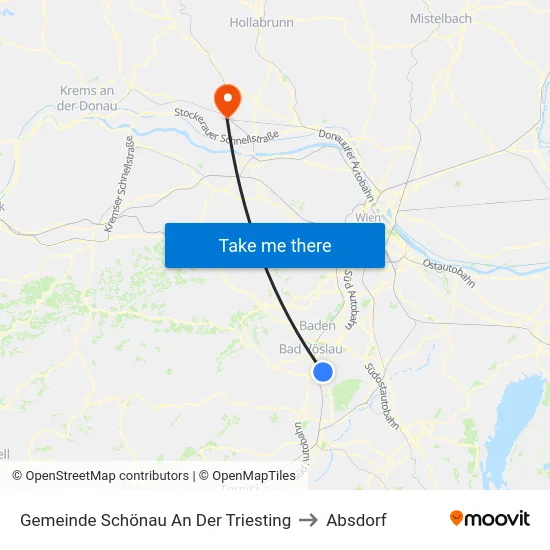 Gemeinde Schönau An Der Triesting to Absdorf map