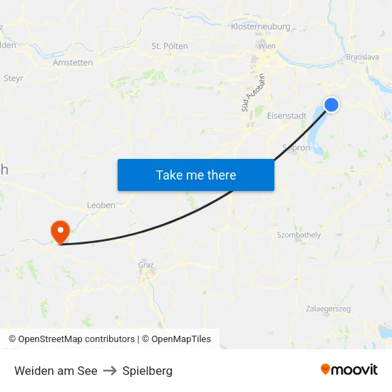 Weiden am See to Spielberg map