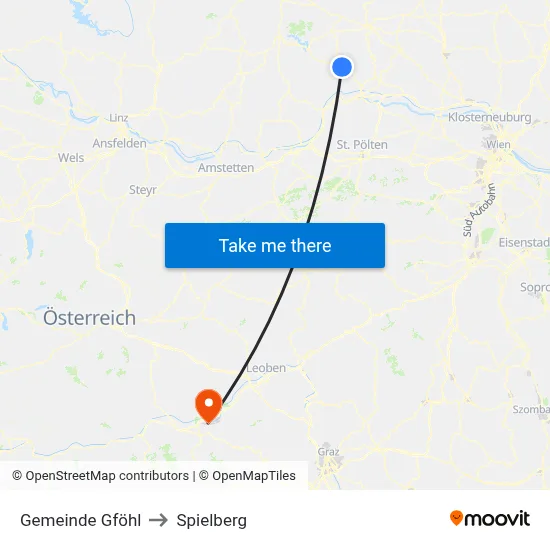 Gemeinde Gföhl to Spielberg map