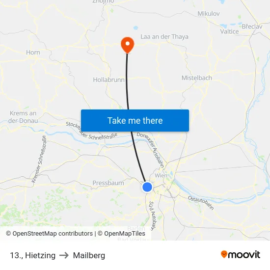 13., Hietzing to Mailberg map