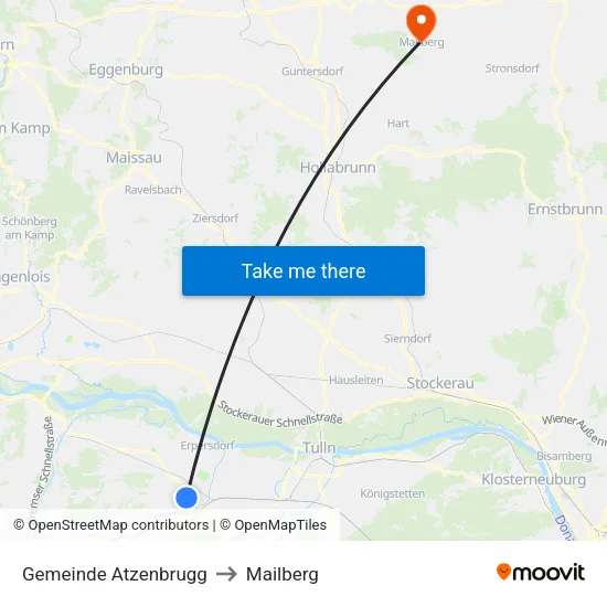 Gemeinde Atzenbrugg to Mailberg map