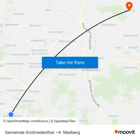 Gemeinde Großriedenthal to Mailberg map