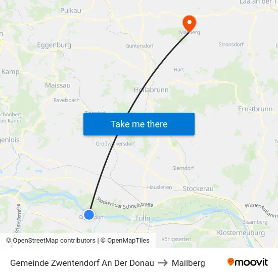 Gemeinde Zwentendorf An Der Donau to Mailberg map