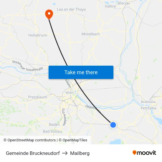 Gemeinde Bruckneudorf to Mailberg map