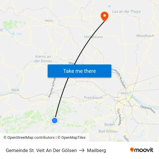Gemeinde St. Veit An Der Gölsen to Mailberg map