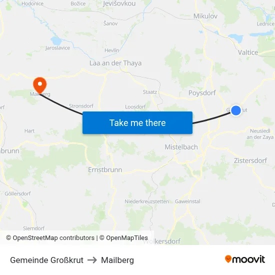 Gemeinde Großkrut to Mailberg map