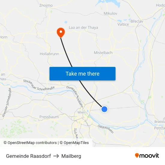 Gemeinde Raasdorf to Mailberg map
